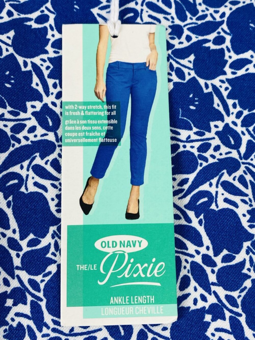NOs Old Navy Pixie Womens Blue & White Floral Print Ankle Pants Size 0 R - Picture 16 of 16